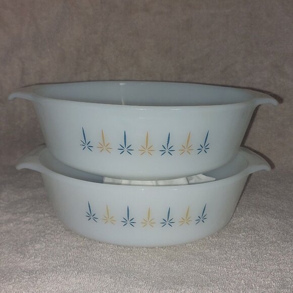 Anchor Hocking Fire King Ovenware Candle-Glow Baking Dish 1960's Set Of 2 - Picture 2 of 7